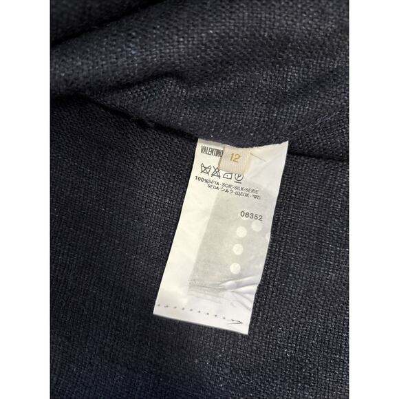 Valentino Spa Silk Cropped Blazer Size 12 Blue Woven Designer Tailored Twee - Picture 4 of 11